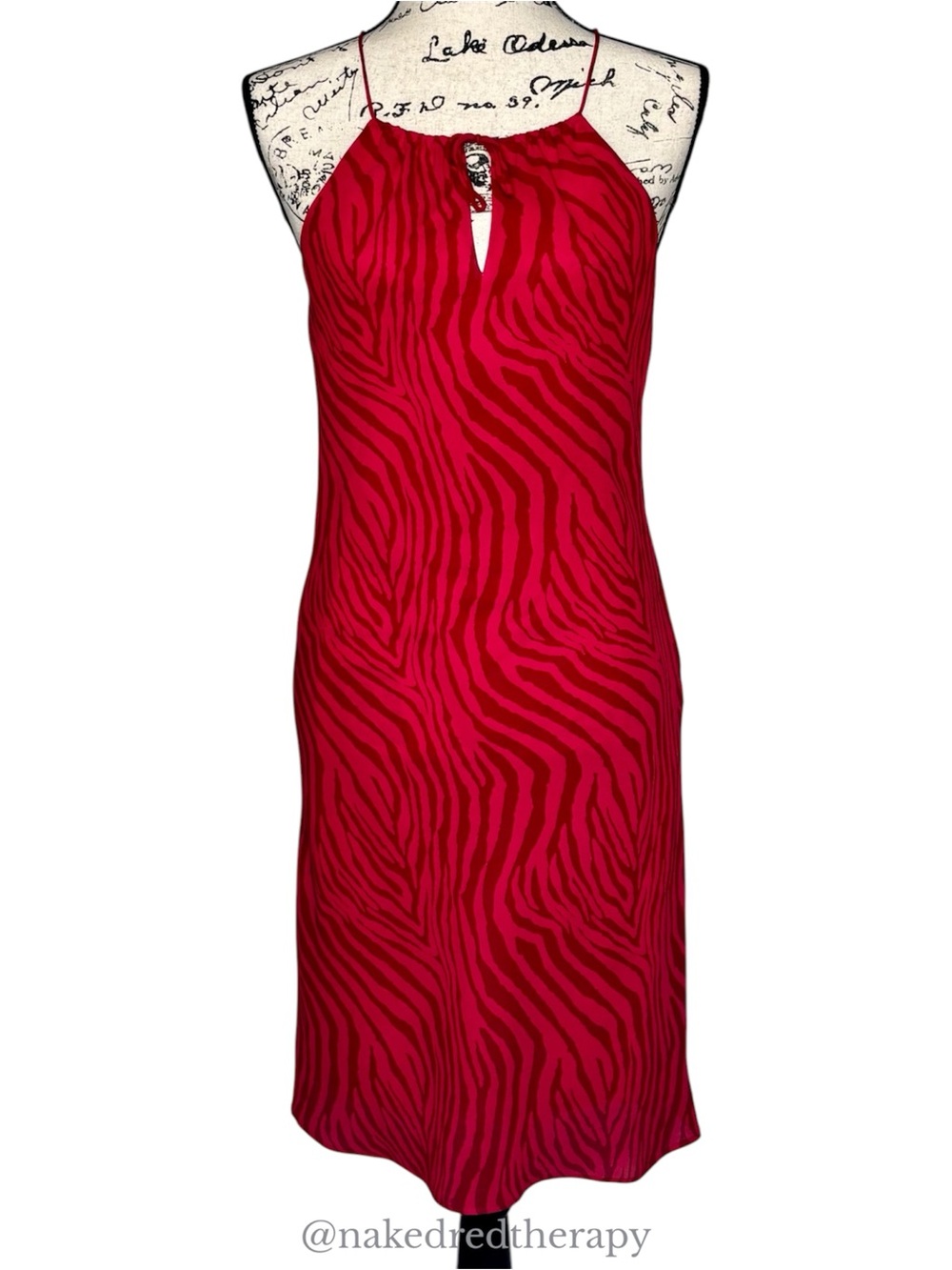 EXPRESS Vintage/Y2K Vibrant Red & Pink Zebra Print Chiffon Dress | Women Size 2